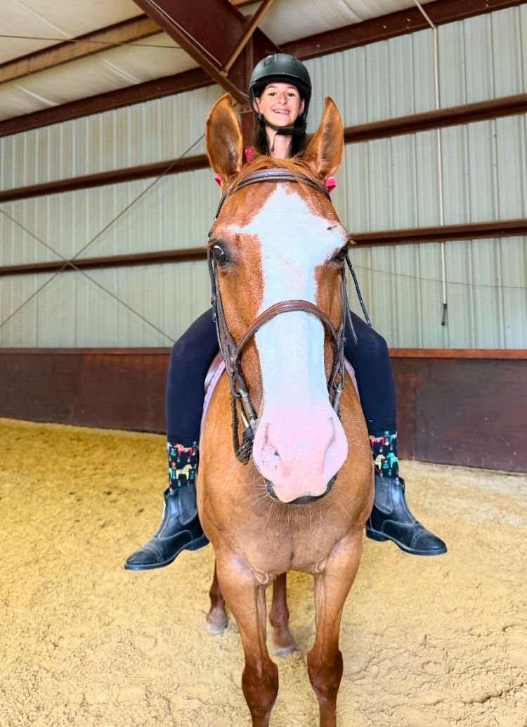 Bennett on Horse in Barn Bennett on Horse in Barn